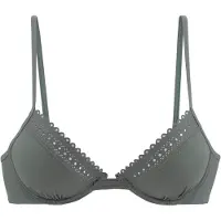 s.Oliver Bügel-Bikini-Top "Aiko", Damen, Gr. 38, Cup D, grün (oliv), Microfaser, Microfaser, Polyamid, unifarben, Bikini-Oberteile Bügel-Bikini-Top, mit Häkeloptik, Topseller
