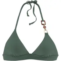 LASCANA Triangel-Bikini-Top "Yves", Damen, Gr. 38, Cup A/B, grün (oliv), Recycling-Polyamid, unifarben, Bikini-Oberteile Triangel-Bikini-Top, mit edlen Zieraccessoires