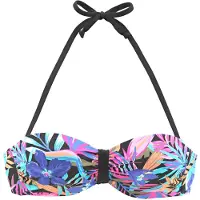 Bench Bandeau-Bikini-Top . "Pitch", Damen, Gr. 44, Cup D, bunt (schwarz, bedruckt), Microfaser, Polyamid, bedruckt, kontrastfarbene Details, Bikini-Oberteile Bandeau-Bikini-Top, mit farbenfrohem Druck