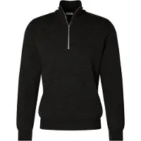 Seidensticker Stehkragenpullover "Schwarze Rose", Herren, Gr. S, grau (anthra mélange), 100% Wolle, unifarben, regular fit, ohne Ausschnitt, Pullover Stehkragenpullover, Quarter Zip Uni