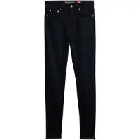 Superdry für Damen. W7010796A Skinny-Jeans mit hoher Taille aus Bio-Baumwolle schwarz (26/30), Denim, Polyester, Nachhaltig