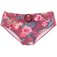 s.Oliver Highwaist-Bikini-Hose "Marika", Damen, Gr. 38, N-Gr, bunt (rostrot, bedruckt), Microfaser, Polyamid, bedruckt, floral, Badehosen Highwaist-Bikini-Hose, mit abnehmbarem Gürtel