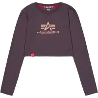 Alpha industries Sweater "Basic Cropped Longsleeve W", Damen, Gr. XS, lila (plum), Obermaterial: 95% Baumwolle, 5% Elastan, slim fit, Sweatshirts Sweater