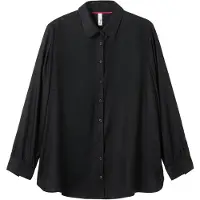 Sheego Hemdbluse , Damen, Gr. 58, schwarz, 100% Viskose, unifarben, Blusen Hemdbluse