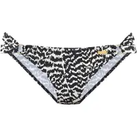 LASCANA Bikini-Hose "Clara", Damen, Gr. 44, N-Gr, beige (schwarz, creme), Polyamid, bedruckt, Badehosen Bikini-Hose, mit Zierringen