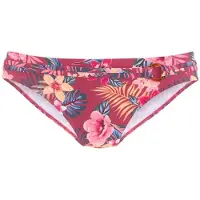 s.Oliver Bikini-Hose "Marika", Damen, Gr. 40, N-Gr, rot (rostrot, bedruckt), Microfaser, Microfaser, Polyamid, bedruckt, floral, Badehosen Bikini-Hose, mit Ziergürtel