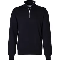 Seidensticker Stehkragenpullover "Schwarze Rose", Herren, Gr. 3XL, blau (dunkelblau), 100% Wolle, unifarben, regular fit, ohne Ausschnitt, Pullover Stehkragenpullover, Quarter Zip Uni