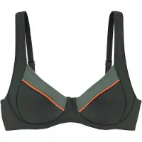 LASCANA Bügel-Bikini-Top "Yuna", Damen, Gr. 44, Cup B, blau (oliv), Recycling-Polyamid, kontrastfarbene Details, unifarben, Bikini-Oberteile Bügel-Bikini-Top, mit kontrastfarbenen Einsätzen