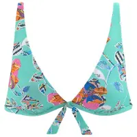 Sunseeker Triangel-Bikini-Top "Jam", Damen, Gr. 34, Cup C/D, bunt (türkis, bunt), Microfaser, bedruckt, floral, Bikini-Oberteile Triangel-Bikini-Top, mit Zierschleife
