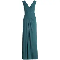 Vera Mont Abendkleid "Abendkleid mit V-Ausschnitt", Damen, Gr. 44, EURO, grün (schwarz emerald), Obermaterial: 92% Polyamid PA. 8% Elasthan EL., Kleider Abendkleid