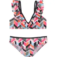 Buffalo Bustier-Bikini , Jungen, Gr. 170/176, N-Gr, pink (pink bedruckt), Recycling-Polyamid, bedruckt, gemustert, Bikini-Sets Bustier-Bikini, mit geometrischem Print