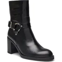 Wonders für Damen. I-9204_2763_5792 Leder-Stiefeletten Niete 04 Schwarz (37), 5 bis 8 cm, Reißverschluss, Lässig