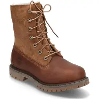 Timberland für Damen. TB18328R2421 Lederstiefelette mit aufrollbarem Schaft und braunem Warmfutter (40 W), Wohnung, Schnürsenkel, Lässig