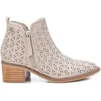 Xti für Damen. 14225501-HIELO 142255 Beige Stiefeletten -Höhe Absatz: 5cm (39), Weiß, 3 bis 5 cm, Reißverschluss, Lässig, Kunstleder