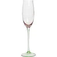 Beliani Sektgläser 4er Set Transparent Pastellrosa u. Grün 200 ml 20 cl Fassungsvermögen Mundgeblasen Champagnergläser Sektflöten Glaswaren