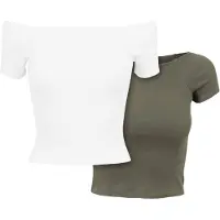 Urban Classics Off Shoulder Rib Kurzarm-t-shirt 2 Einheiten