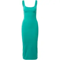 Superdry für Damen. W8011461A Gestricktes Midikleid mit grünem Karree-Ausschnitt (XS), Lässig, Modal, Ärmellos / Hosenträger