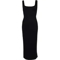 Superdry für Damen. W8011461A Gestricktes Midikleid mit schwarzem Karree-Ausschnitt (S), Lässig, Party, Modal, Ärmellos / Hosenträger