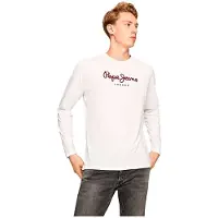 Pepe Jeans für Herren. PM508209 Eggo Langes T-shirt N weiß (XXL), Schwarz, Lässig, Baumwolle, Langarm