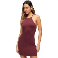 Superdry für Damen. W8011537A Kastanienbraunes Minikleid mit olympischem Rücken (XS), Lässig, Modal, Ärmellos / Hosenträger