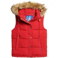 Superdry für Damen. W5011551A Steppweste aus Kunstpelz Everest rot (S), Lässig, Polyester