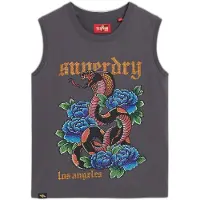 Superdry für Damen. W6011781A Ärmelloses Tanktop mit Strasssteinen Tattoo grau (L), Lässig, Baumwolle, Ärmellos / Hosenträger