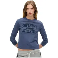 Superdry für Damen. W6011962A Athletic Essentials Ringer Fitted T-Shirt Blau (XS), Lässig, Baumwolle, Langarm