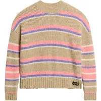 Superdry für Damen. W6110584A Beige gestreifter Pullover mit Rundhalsausschnitt (XS), Lässig, Acryl