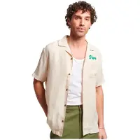 Superdry für Herren. M4010621A Vintage Bowling Shirt beige (S), Lässig, Viskose, Kurzarm