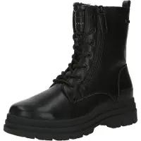 Tom Tailor Winterstiefelette , Damen, Gr. 36, Warmfutter, schwarz, Lederimitat, Basic, Schuhe Winterstiefelette, Winterboots, Schnürboots mit Blockabsatz