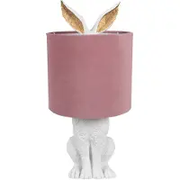 Clayre & Eef Tischlampe Kaninchen Ø 20x43 cm Weiß Rosa Polyresin