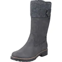 Rieker Damen Winterstiefel Grau Synthetik Reißverschluss wasserfest atmungsaktiv Größe: 40