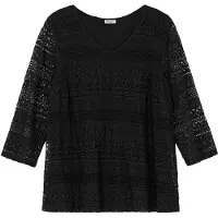 Sheego Spitzenshirt in schwarz | Gr.: 48/50