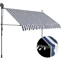 vidaXL Einziehbare Markise Handbetrieben mit LED 250 cm Blau und Weiß