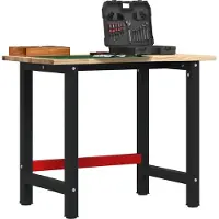 vidaXL Werkbank 100x60x81,5 cm Massivholz Eiche