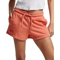Superdry für Damen. W7110388A Gestrickte Shorts mit gesticktem orangefarbenem Vintage-Logo (S), Lässig, Baumwolle, Koralle, Nachhaltig