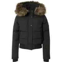 Superdry Steppjacke "EVEREST HOODED BOMBER JKT", Damen, Gr. M, schwarz, Steppware, Obermaterial: 100% Polyester, unifarben, regular fit normal, Jacken Steppjacke, Kunstfaser, slim fit