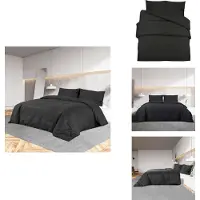 vidaXL Bettwäsche-Set Schwarz 140x200 cm Leichte Mikrofaser - Bettbezüge