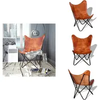 vidaXL Butterfly-Sessel Braun Echtleder - Sessel