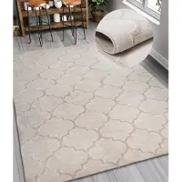 Otto Home Teppich "Badra Kurzflor" Gr. 2, beige, B:80cm H:12mm L:150cm, Kunstfaser, Teppiche, Teppich, geometrisch, Hoch Tief Design, 3-D Wirkung, Ornamente, Wohnzimmer