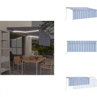 vidaXL Markise Manuell Einziehbar mit Rollo LED 4,5x3m Blau & Weiß - Markisen