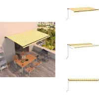 vidaXL Markise Manuell Einziehbar 500x300 cm Gelb und Weiß - Markisen