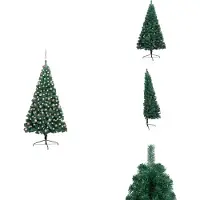 vidaXL Künstlicher Halb-Weihnachtsbaum Beleuchtung Kugeln Grün 210 cm - Weihnachtsbäume