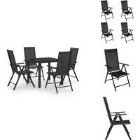 vidaXL 5-tlg. Garten-Essgruppe Aluminium Schwarz - Gartenmöbel-Sets