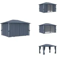 vidaXL Pavillon mit Vorhängen 400×300 cm Anthrazit Aluminium - Pavillons & Partyzelte