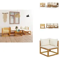 vidaXL 6-tlg. Garten-Lounge-Set mit Auflagen Creme Massivholz Akazie - Gartenmöbel-Sets