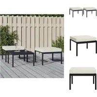 vidaXL Gartenhocker mit Sandfarbigen Kissen 2 Stk. 60x60x35 cm Stahl - Gartensofaelemente