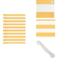vidaXL Balkon-Sichtschutz Weiß und Gelb 120x500 cm Oxford-Gewebe - Sonnenschirme & Sonnenschutze