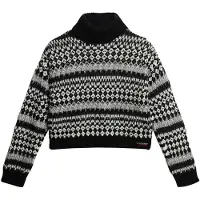 Superdry für Damen. W6110526A Kurzer Strickpulli mit Umlegekragen schwarz (S), Lässig, Polyamid
