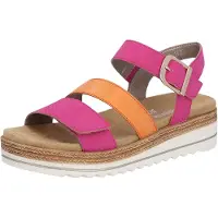 Remonte Keilsandalette , Damen, Gr. 37, bunt (fuchsia, orange), Lederimitat, Schuhe Keilsandalette, Keilabsatz, Sommerschuh, Sandale in veganer Verarbeitung